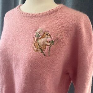 LANDS' END Women's Pink Easy Fit Crew Neck Squirrel Wool Sweater XLarge 18-20